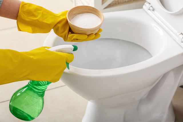 image of homeade drain cleaner used as a natural remedy to fix a clogged toilet